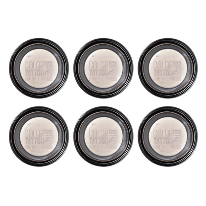 6x Maybelline Color Tattoo 24HR Eyeshadow 45 Infinite White