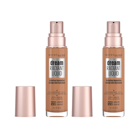 2pk Maybelline Dream Radiant Liquid Hydrating Foundation with Hyaluronic Acid 120 Caramel