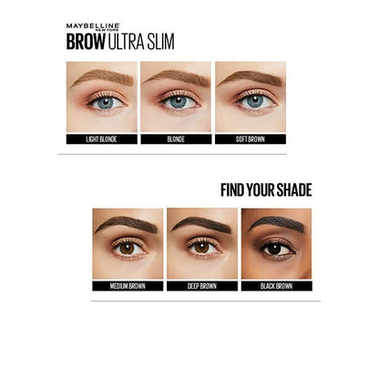 12x Maybelline Express Brow Ultra Slim Eyebrow Pencil 90mg Deep Brown