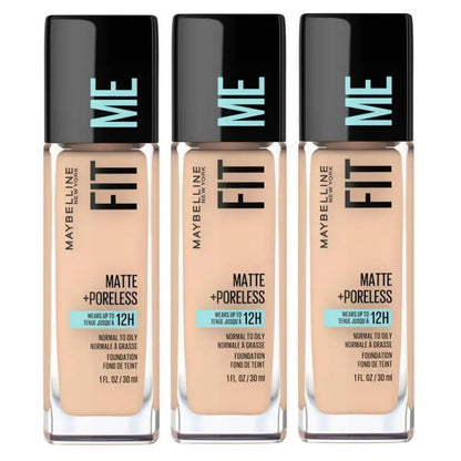 3x Maybelline Fit Me Matte & Poreless Mattifying Liquid Foundation 122 Creamy Beige