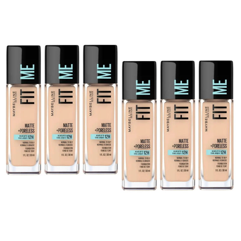 6x Maybelline Fit Me Matte & Poreless Mattifying Liquid Foundation 122 Creamy Beige