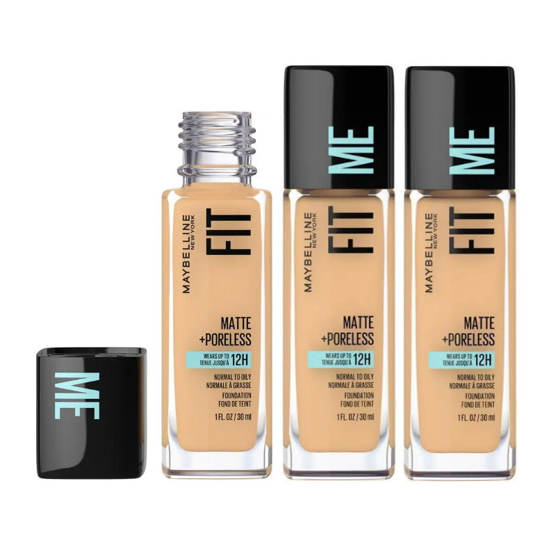 3x Maybelline Fit Me Matte & Poreless Mattifying Liquid Foundation 30ml 228 Soft Tan