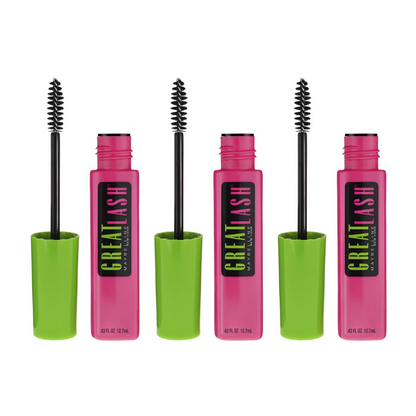 3x Maybelline Great Lash Washable Mascara 101 Very Black 12.7ml