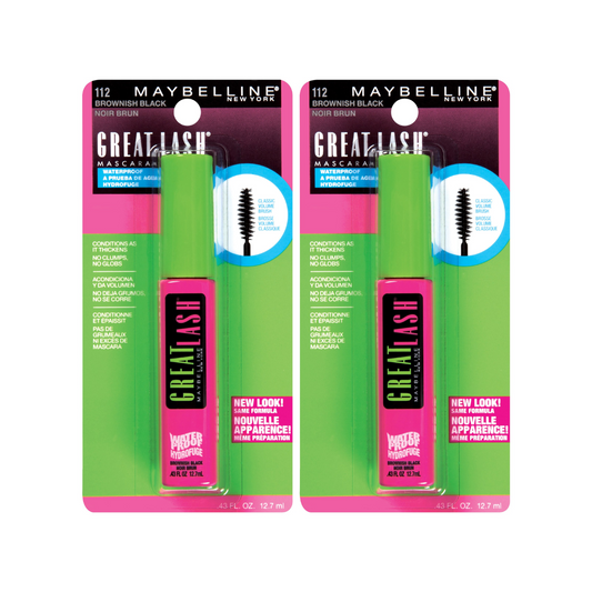 2x Maybelline Great Lash Waterproof Mascara 112 Brownish Black