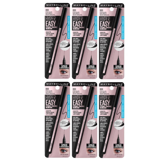 6x Maybelline Hyper Easy Liquid Pen Eyeliner 800 Pitch Black