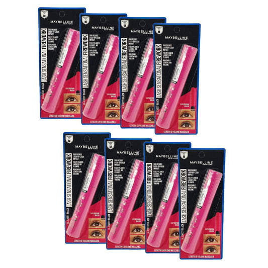 8x Maybelline Lash Sensational Firework Washable Mascara 10ml Blackest Black (carded)