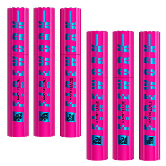 6x Maybelline Lash Sensational Firework Waterproof Mascara 8.75ml Blackest Black