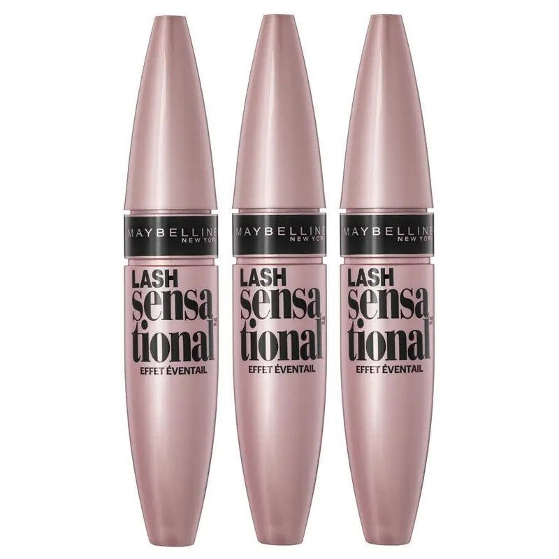 3x Maybelline Lash Sensational Washable Mascara 9.5ml 254 Intense Black