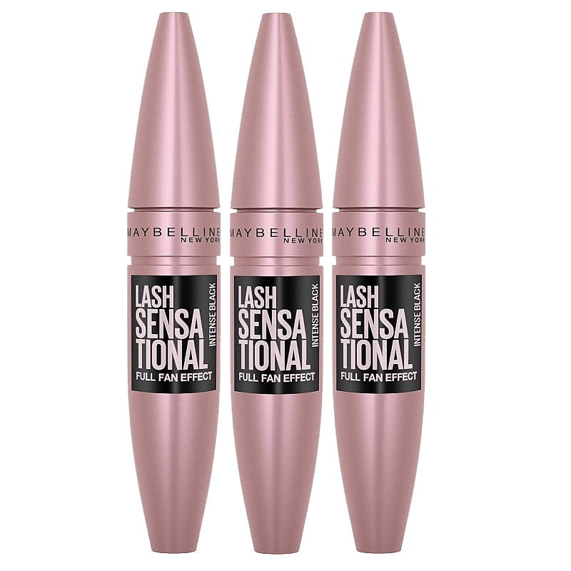 3x Maybelline Lash Sensational Washable Mascara 9.5ml 254 Intense Black