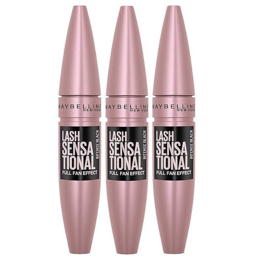 3x Maybelline Lash Sensational Washable Mascara 9.5ml 254 Intense Black