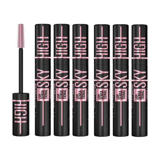 Set of Lash Sensational Sky High mascara tubes with a brush on a white background