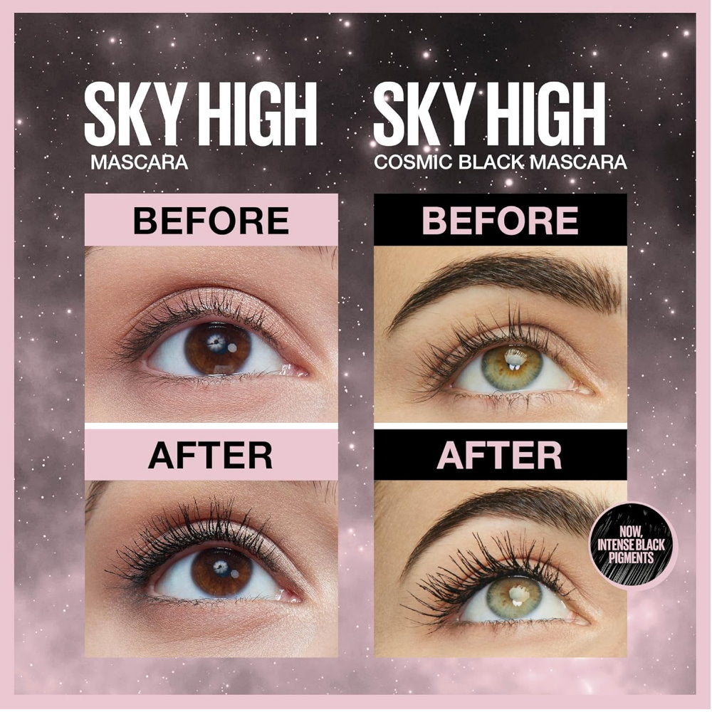 2pk Maybelline Lash Sensational Sky High Mascara 01 Very Black and Cosmic Black