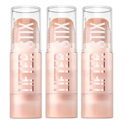 Three 'Lifter Stix' cosmetic products in rose gold packaging on a white background