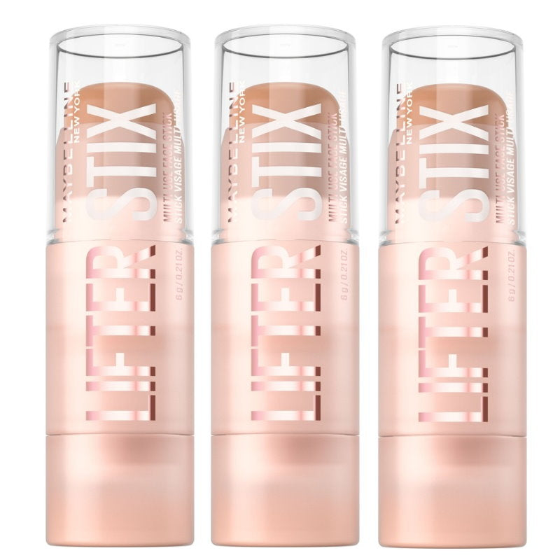 3x Maybelline Lifter Stix Multi Use Face Stick Foundation Contour Highlight 65 6g