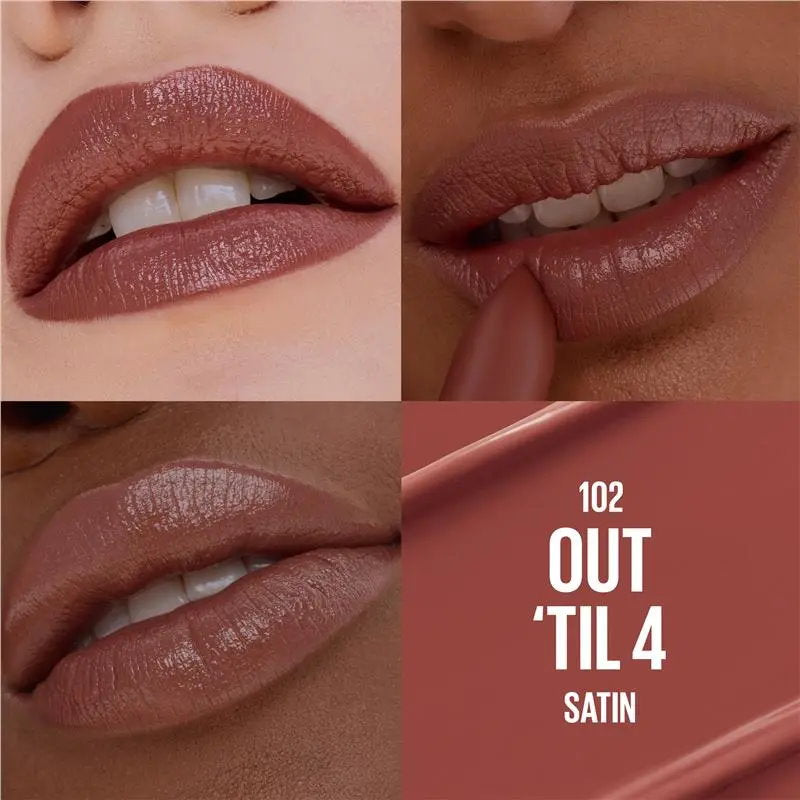 3x Maybelline Moisturising Serum Lipstick 102 Out Til 4 Satin