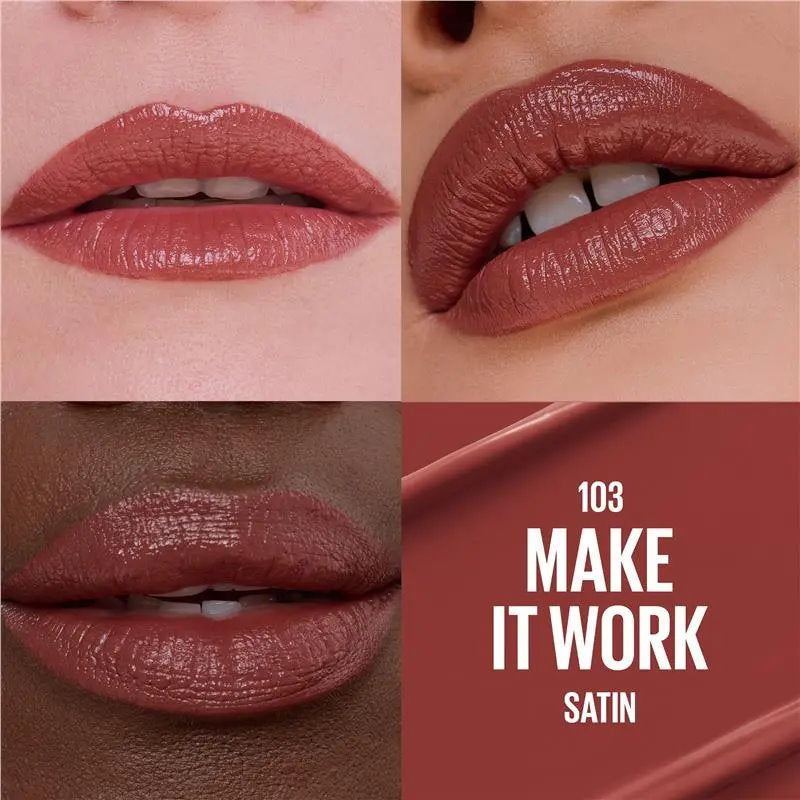 3x Maybelline Moisturising Serum Lipstick 103 Make It Work Satin