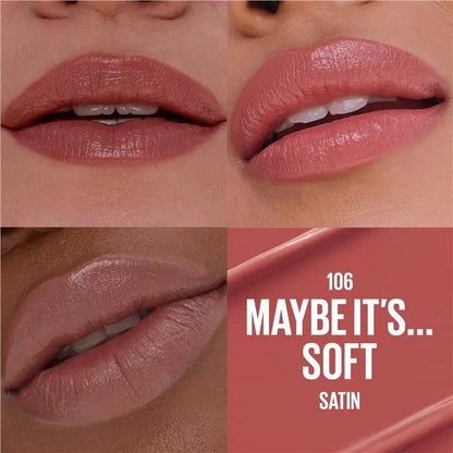 3x Maybelline Moisturising Serum Lipstick 106 Maybe It's Soft Satin
