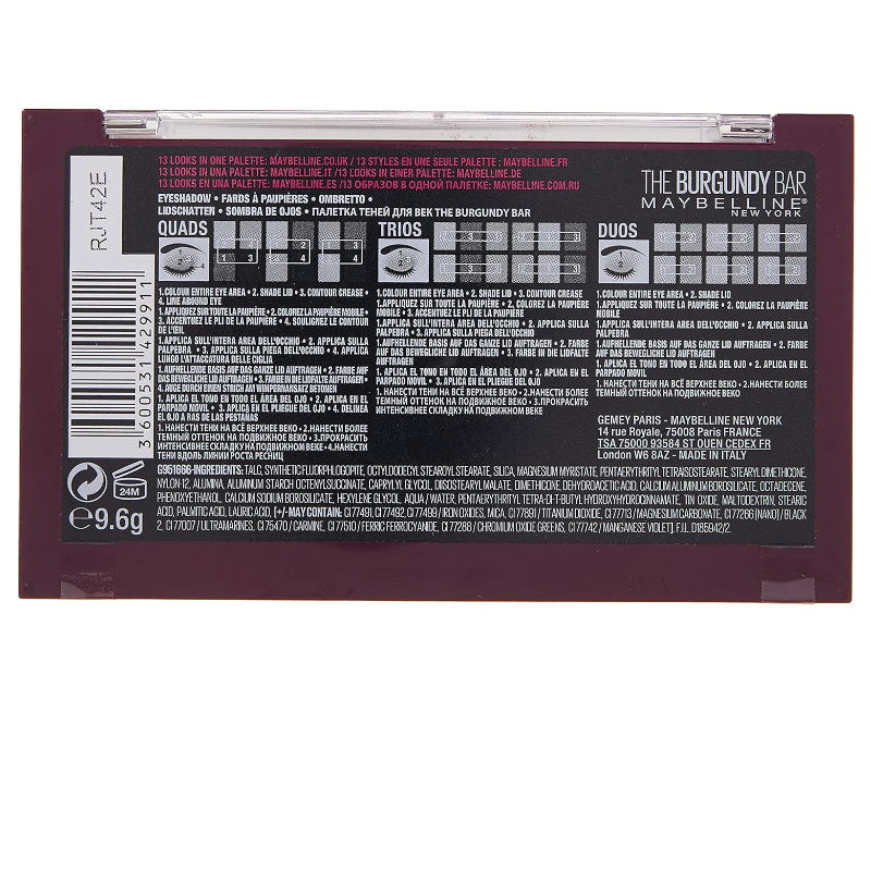3x Maybelline New York Burgundy Bar Eyeshadow Palette 9.6g