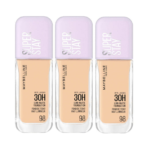 3x Maybelline Superstay Lumi Matte Foundation 35ml 098