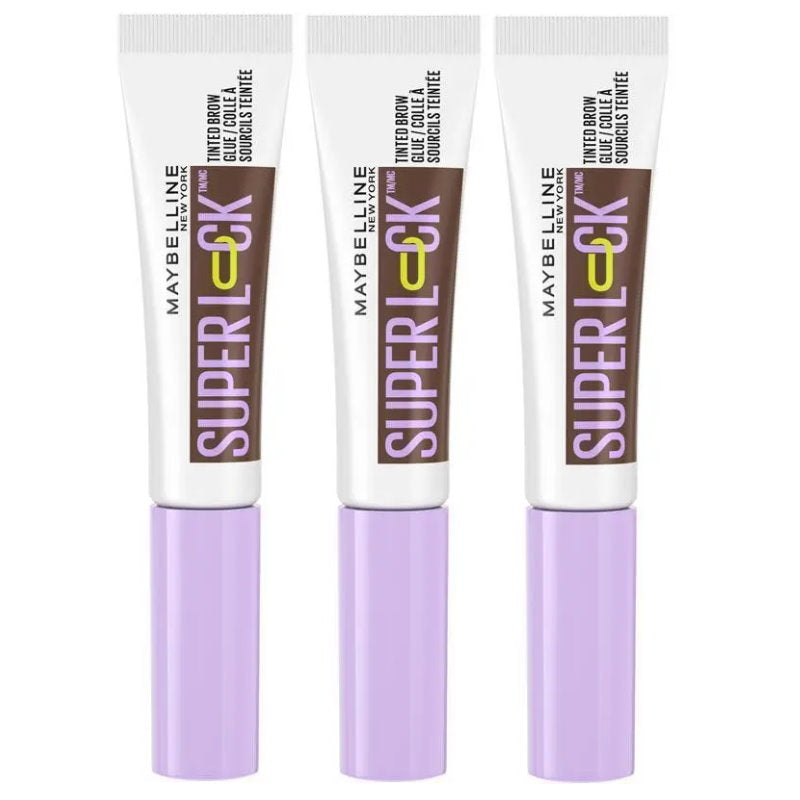 3x Maybelline Super Lock Tinted Brow Glue 260 Deep Brown 7ml