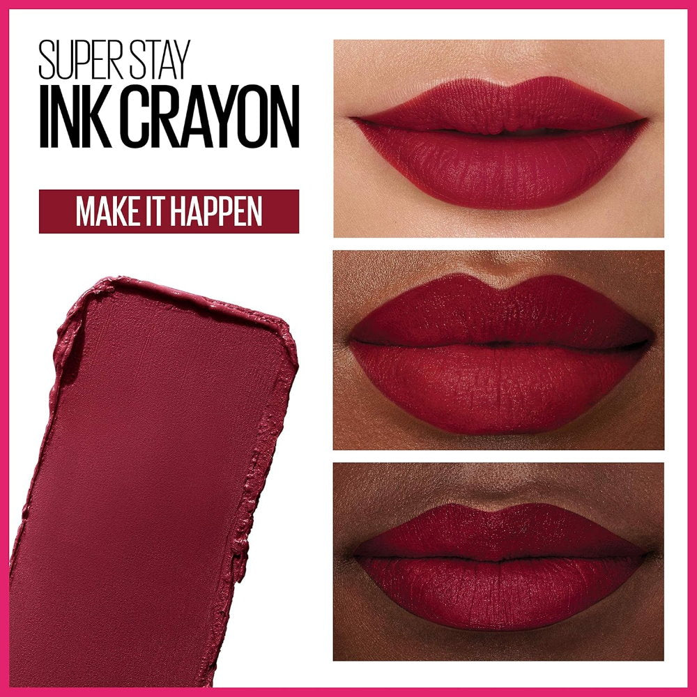 12x Maybelline Superstay Ink Crayon Lipstick 1.2g 55 Make It Happen