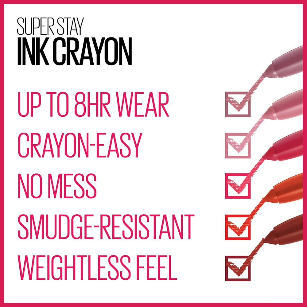 3x Maybelline Superstay Ink Crayon Lipstick 1.2g 55 Make It Happen