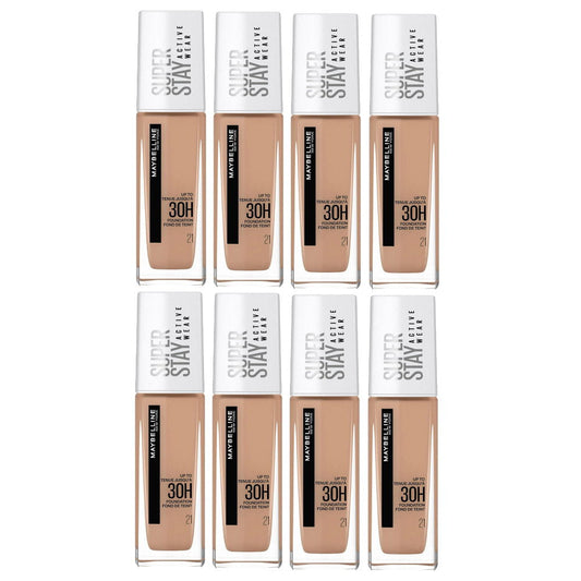 8x Maybelline Superstay 30 Hour Foundation 30ml 21 Nude Beige