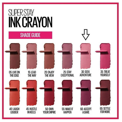 3x Maybelline Superstay Ink Crayon Lipstick 1.2g 30 Seek Adventure