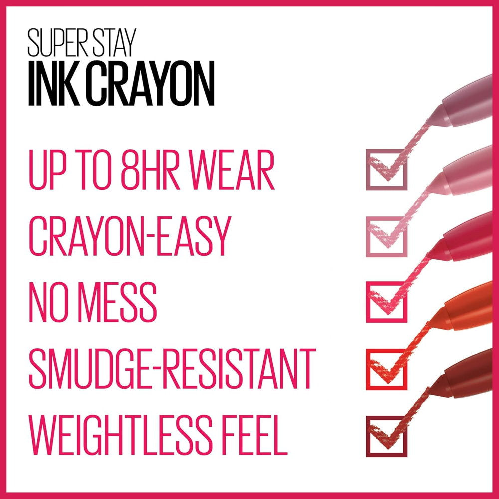 3x Maybelline Superstay Ink Crayon Lipstick 1.2g 105 On The Grind