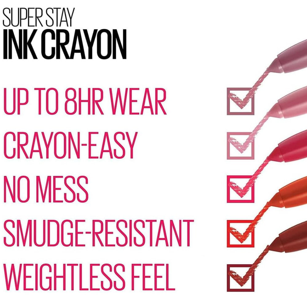 3x Maybelline Superstay Ink Crayon Lipstick 1.2g 15 Lead The Way