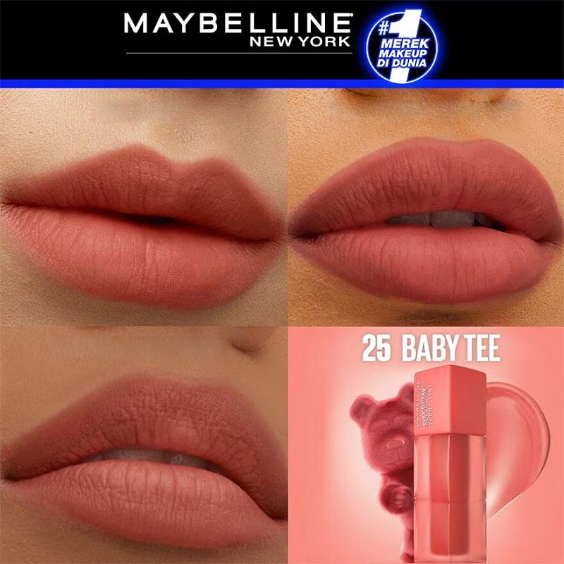 6x Maybelline Superstay Teddy Tint Creamy Matte Lip Tint 5ml 25 Baby Tee