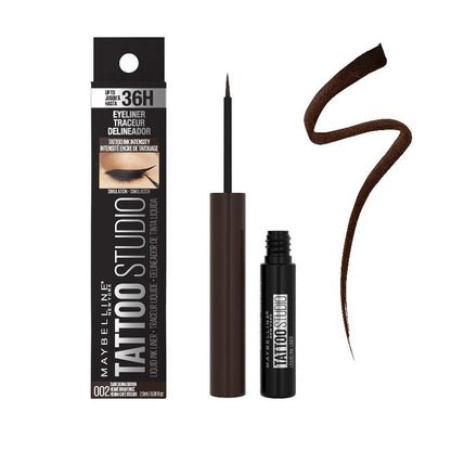 6x Maybelline Tattoo Studio Liquid Ink Eyeliner 002 Dark Henna Brown