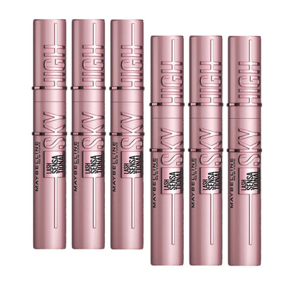 6x Maybelline Lash Sensational Sky High Mascara 01 Very Black - Washable