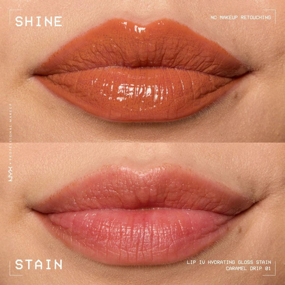 3x NNYX Lip IV Hydrating Lip Gloss Serum 5ml 01 Caramel Drip