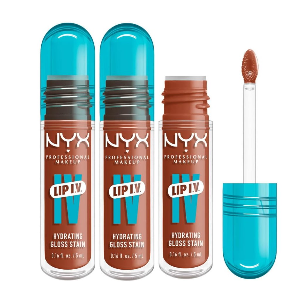 3x NNYX Lip IV Hydrating Lip Gloss Serum 5ml 01 Caramel Drip