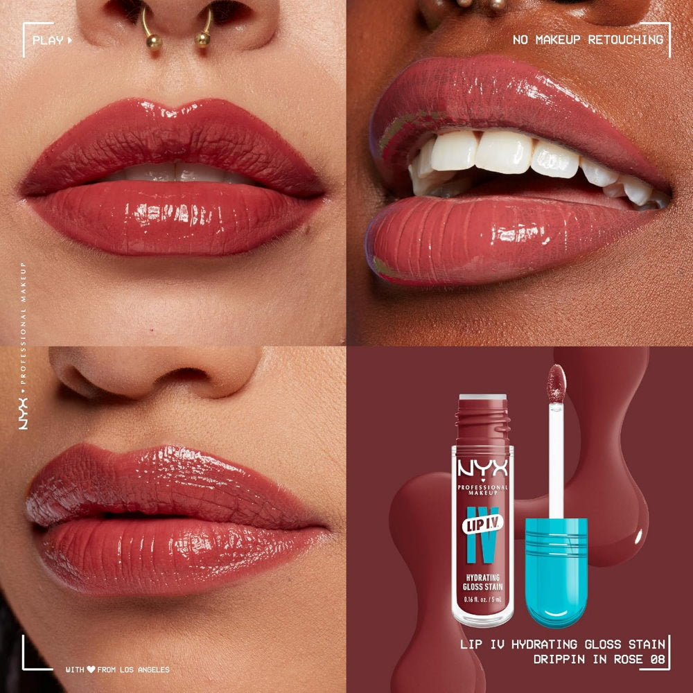 NYX Lip IV Hydrating Lip Gloss Serum 5ml 08 Drippin in Rose