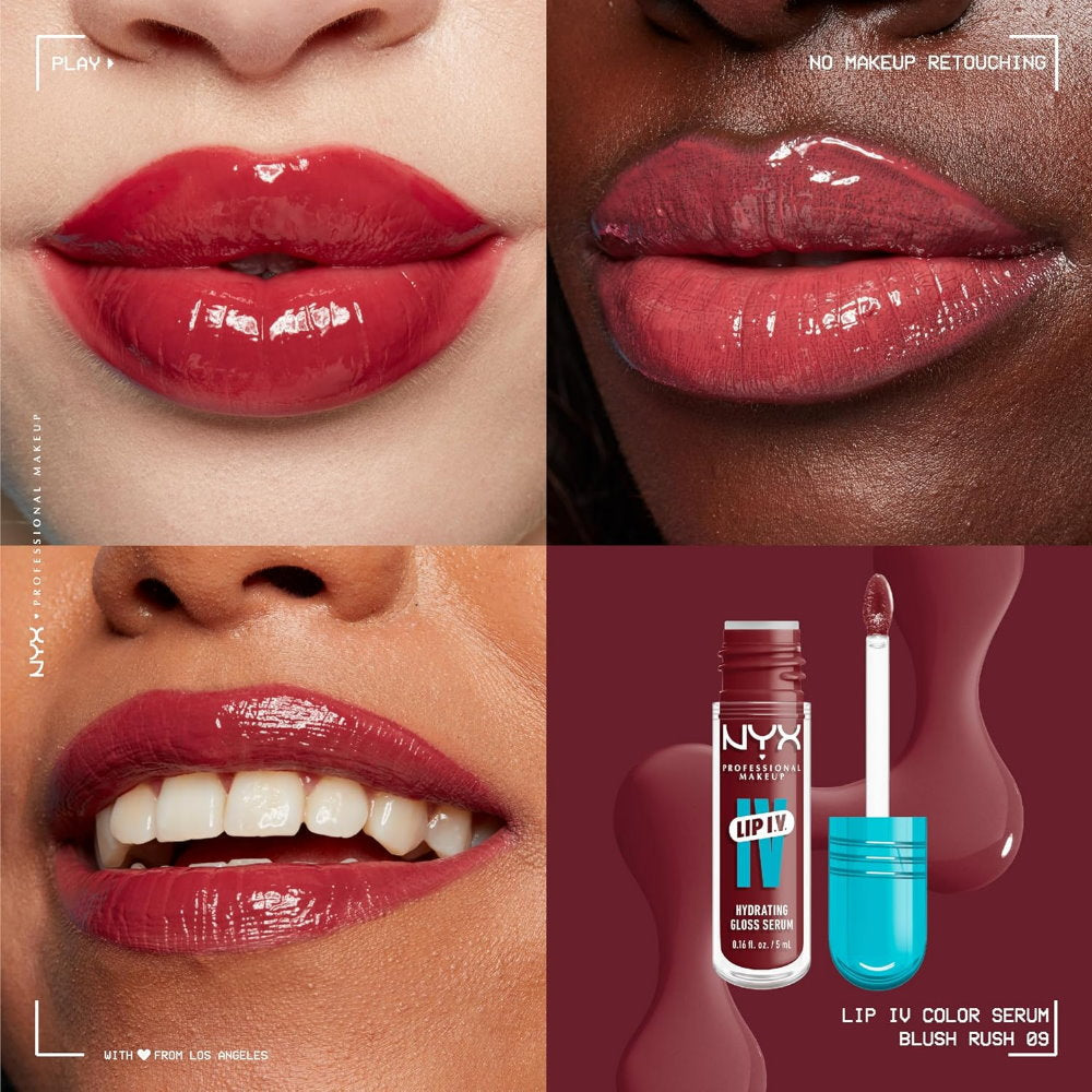 3x NYX Lip IV Hydrating Lip Gloss Serum 5ml 06 Blush Rush