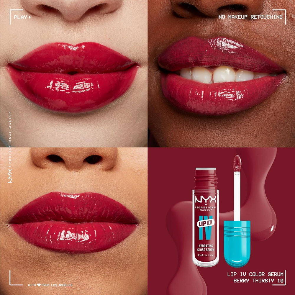 3x NYX Lip IV Hydrating Lip Gloss Serum 5ml 10 Berry Thirsty