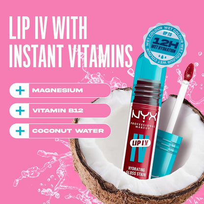 3x NYX Lip IV Hydrating Lip Gloss Serum 5ml 08 Red-y.Set.Wet
