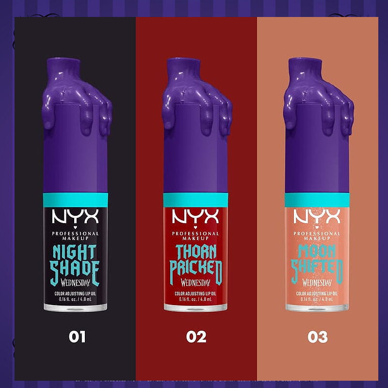 3x NYX Moon Shifted Wednesday Colour Adjusting Lip Oil 03 4.8ml