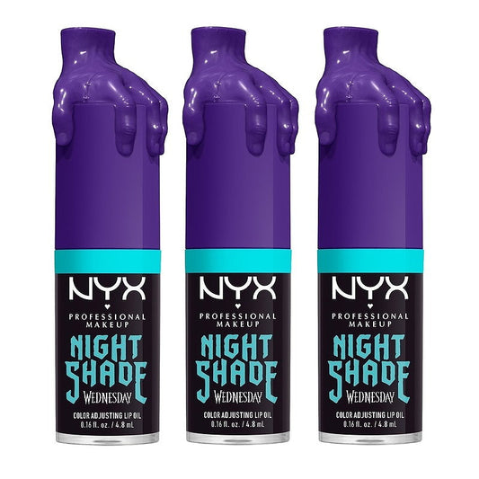 3x NYX Night Shade Wednesday Colour Adjusting Lip Oil 01 4.8ml