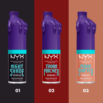 3x NYX Thorn Pricked Wednesday Colour Adjusting Lip Oil 02 4.8ml