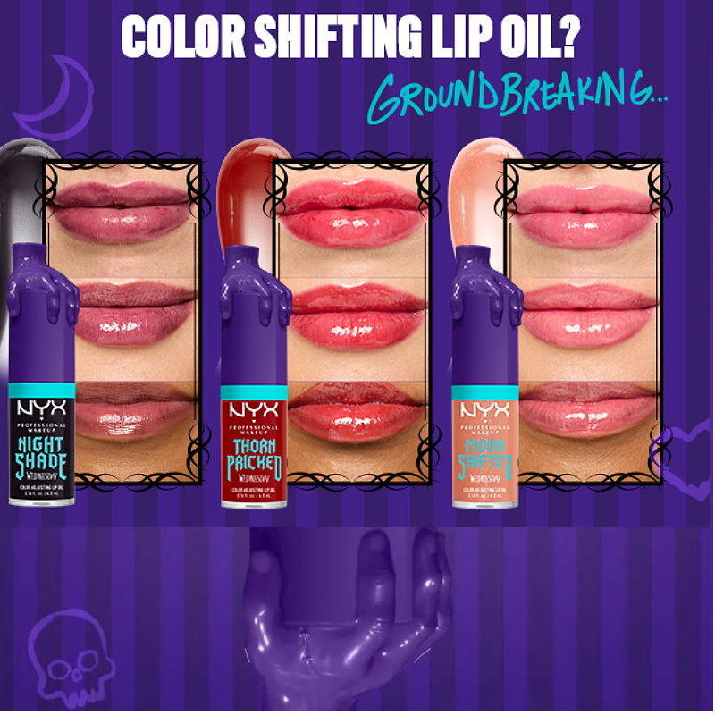 3x NYX Thorn Pricked Wednesday Colour Adjusting Lip Oil 02 4.8ml