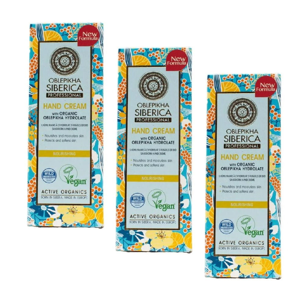 3x Siberica Oblepikha Hand Cream with Organic Oblepikha Hydrolate 75ml