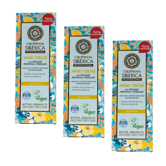 3x Siberica Oblepikha Hand Cream with Organic Oblepikha Hydrolate 75ml