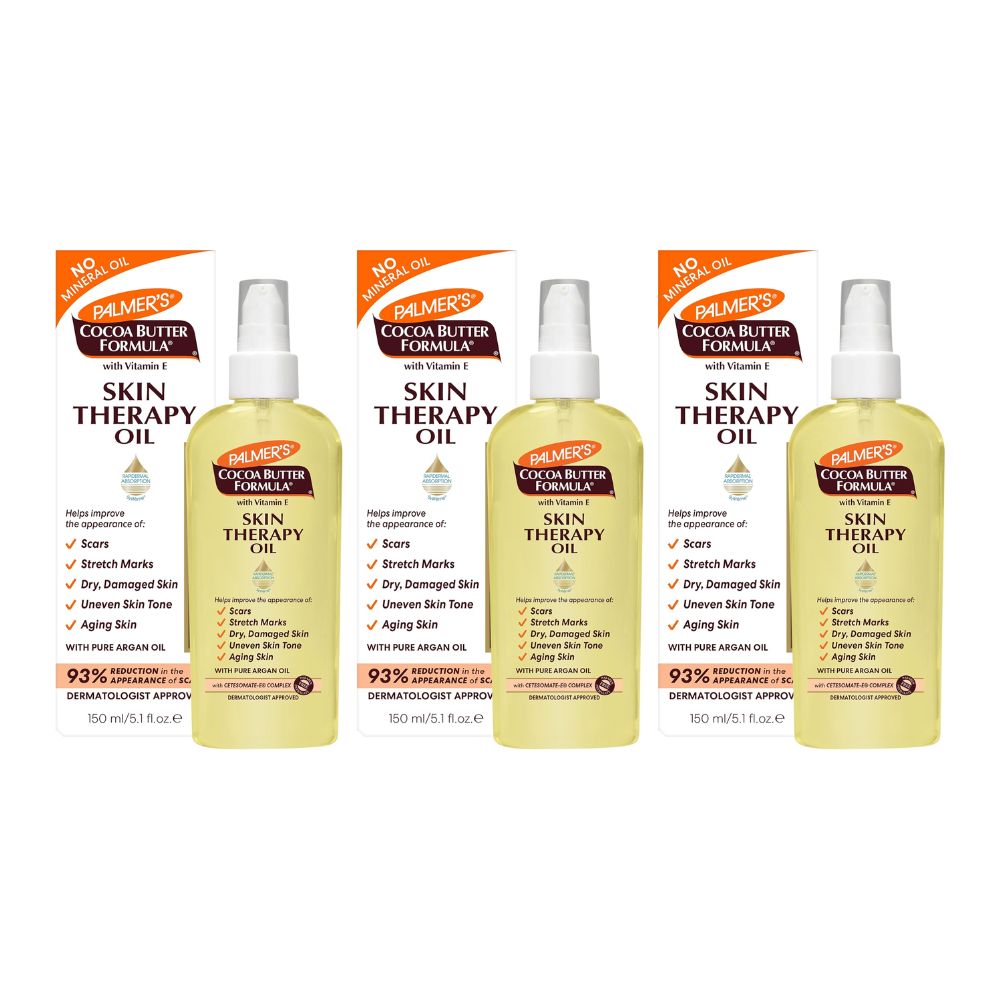 3x Palmers Cocoa Butter Natural Rosehip Skin Therapy Oil 150ml
