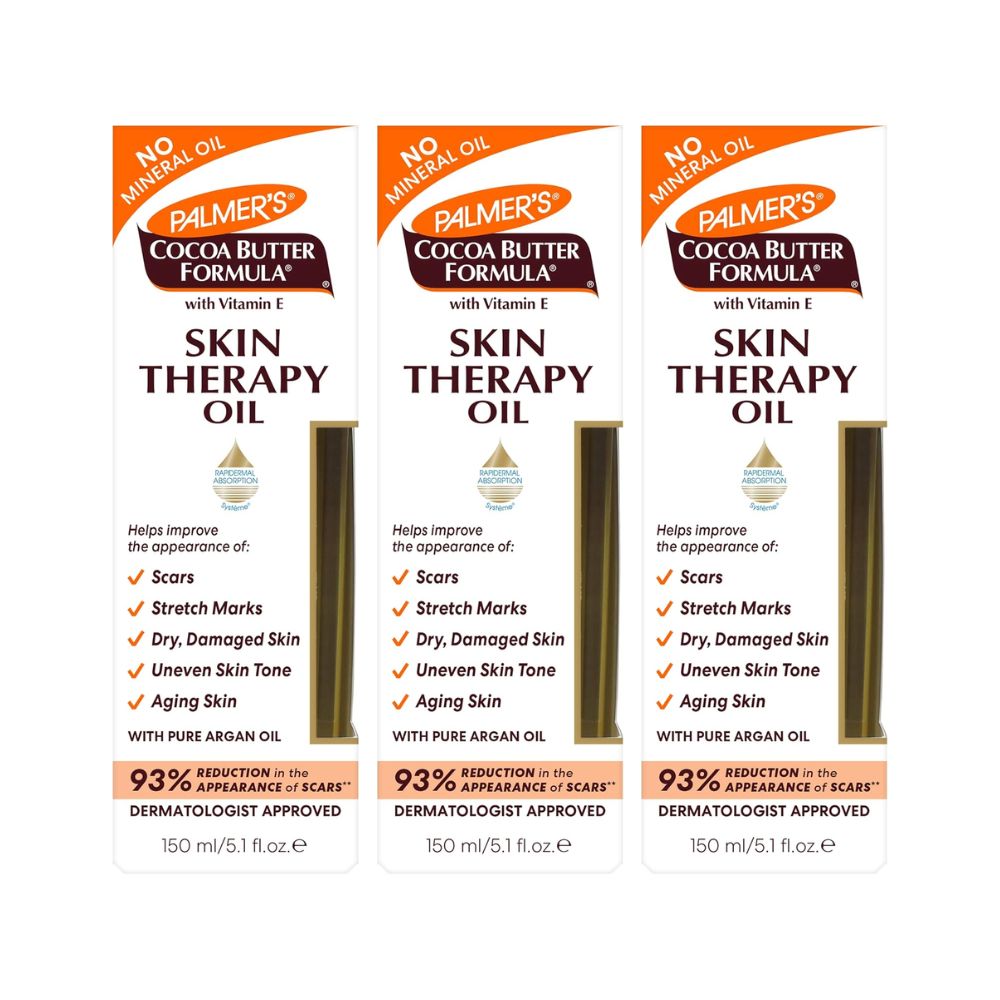 3x Palmers Cocoa Butter Natural Rosehip Skin Therapy Oil 150ml