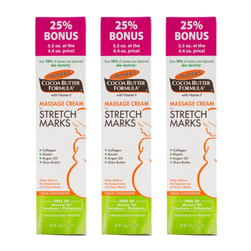 3x Palmers Massage Cream For Stretch Marks Cocoa Butter Formula With Vitamin E 156g