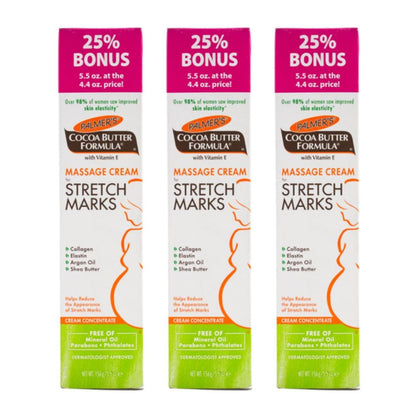 3x Palmers Massage Cream For Stretch Marks Cocoa Butter Formula With Vitamin E 156g