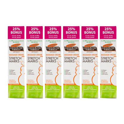 6x Palmers Massage Cream For Stretch Marks Cocoa Butter Formula With Vitamin E 156g